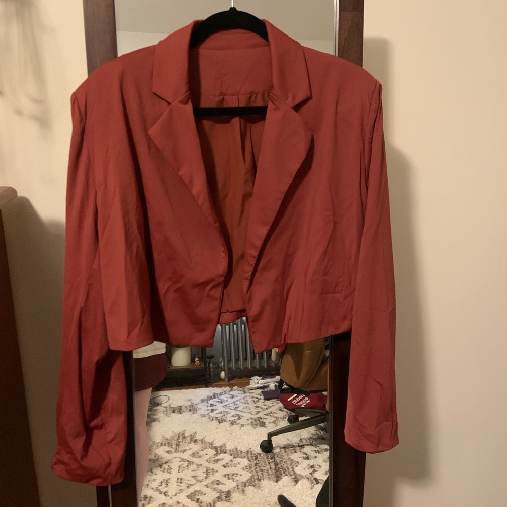 Halara Women's Cropped Jacket in Rust Red